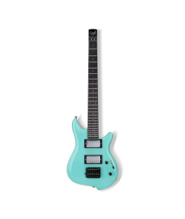 Asmuse Headless Electric guitar Overhead Travel guitar Surf green Small But Full-scale LEAF guitar Ultra-Light For Travel and Performance