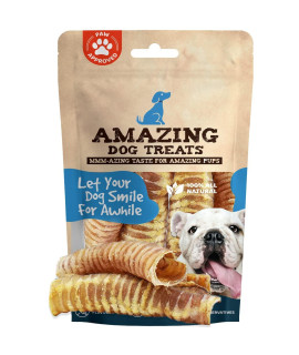 Amazing Dog Treats - 6 Inch Beef Trachea Dog Chews (5 pcs - 8 oz) - Trachea Dog Treats - NO Hide - Digestible and Safe Chews for Dogs - Glucosamine and Chondroitin for Dogs Joint Health