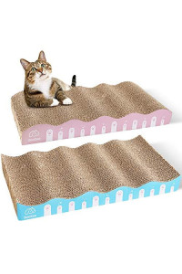 ZooZoo 2-Pack Curved Corrugated Cat Scratchers, Cat Scratching Board Set, Cat Scratching Post
