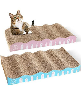 ZooZoo 2-Pack Curved Corrugated Cat Scratchers, Cat Scratching Board Set, Cat Scratching Post