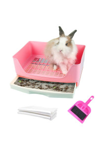 Linifar Extra Large Rabbit Litter Box, Pet Potty Corner Toilet Bigger Pan for Adult Bunny Guinea Pig Chinchilla Ferret (Red)