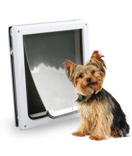 Pet Flap Door 2 Ways Locking Dog Flap Door Wall Entry Pet Door with Transparent Flap for Dogs (Medium)