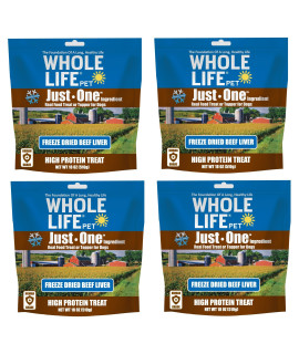 Whole Life Pet Just One Beef Liver Dog Treats Value Packs - Human Grade, Freeze Dried, One Ingredient - Training Or Reward, Grain Free, Made in The USA