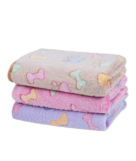 Dono 1 Pack 3 Dog Blanket, Soft Fluffy Fleece Puppy Blankets for Small Dogs Girl Supplies,Paw Print Pink Pet Dog Blanket for Small Medium Large Female Dogs