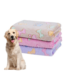Dono 1 Pack 3 Dog Blankets, Soft Fluffy Fleece Pet Blanket Warm Sleep Mat Paw Print Design Puppy Kitten Throw Blanket Doggy Mat, Blanket for Dogs