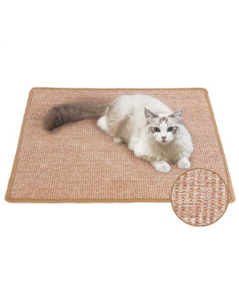 FUKUMARU Cat Scratcher Mat, 23.6 X 31.5 Inch Natural Sisal Cat Scratch Mats, Horizontal Cat Floor Scratching Pad Rug, Protect Carpets and Sofas Brown