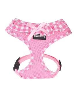 SuperBuddy Upgraded Soft Mesh Dog Harness, Super Breathable Lightweight Pet Harnesses for Puppy Dogs Outdoor Walking, Pink Dog Harness -Small