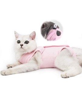 Cat Professional Recovery Suit for Abdominal Wounds and Skin Diseases, E-Collar Alternative for Cats and Dogs, After Surgey Wear Anti Licking, Recommended by Vets(Pink,S