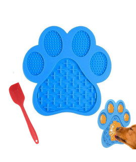 Dog Licking Mat for Anxiety Peanut Butter Slow Feeder Dog Bowls Dog Licking Pad with Strong Suction to Wall for Pet Bathing,Grooming,and Dog Training (Blue)
