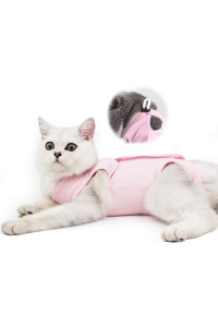 Cat Professional Recovery Suit for Abdominal Wounds and Skin Diseases, E-Collar Alternative for Cats and Dogs, After Surgey Wear Anti Licking, Recommended by Vets(Pink,L