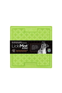 LickiMat Classic Buddy, Slow Feeder for Dogs, Lick Mat, Boredom Anxiety Reducer; Perfect for Food, Treats, Yogurt, or Peanut Butter. Fun Alternative to a Slow Feed Dog Bowl, Green