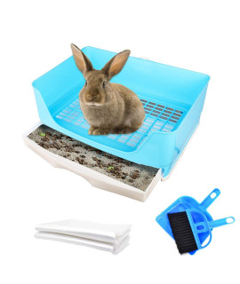 Linifar Extra Large Rabbit Litter Box, Pet Potty Corner Toilet Bigger Pan for Adult Bunny Guinea Pig Chinchilla Ferret (Blue)