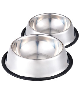 Stainless Steel Dog Bowl with Rubber Base for Food and Water, Pet Food Container, Perfect Dog Bowls Choice for Small/Medium/Large Dogs or Cats (2 Pack)