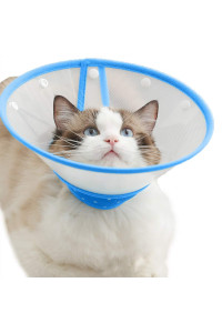 Cat Cone Dog Cone Collar Soft Dotted Recovery Collar After Surgery for Cats Kitten Puppy Small Dogs Pets Animals (S, Blue)