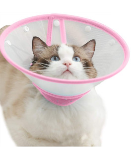 Cat Cone Dog Cone Collar Soft Dotted Recovery Collar After Surgery for Cats Kitten Puppy Small Dogs Pets Animals (S, Pink)