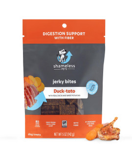 Shameless Pets Jerky Dog Treats, Duck-Tato - Healthy Dog Chews for Digestion Support with Fiber - Dog Treats with Real Cage-Free Duck - Free from Grain, Corn & Soy - 1-Pack