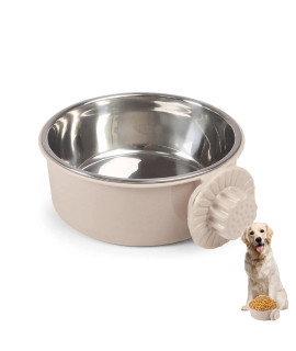 YODOOLTLY Pet crate Bowls, Stainless Steel Dog cage Hanging Bowl Removable Food Water Bowls for Dogs cats Small Animals (grey)
