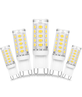 Ziomitus Dimmable g9 Led Bulbs 3W 4000K Nautral White,Replace 20W 25W 30W g9 Halogen,Ac120V 0-100% Dimming g9 Led Bulbs 3W Neutral 300lm for chandelier ceiling Pendant Lighting,No Flicker,5PAcK