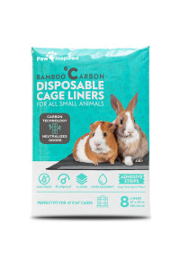 Paw Inspired Disposable Guinea Pig Cage Liners Bamboo Charcoal Odor Controlling Super Absorbent Liners Pee Pads for Ferrets, Rabbits, Hamsters, and Small Animals (47 x 26 (Midwest), 8 Count)