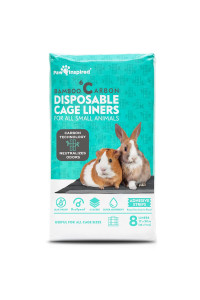Paw Inspired Disposable Guinea Pig Cage Liners Bamboo Charcoal Odor Controlling Super Absorbent Liners Pee Pads for Ferrets, Rabbits, Hamsters, and Small Animals (28 x 17 (C&C 2 x 1), 8 Count)