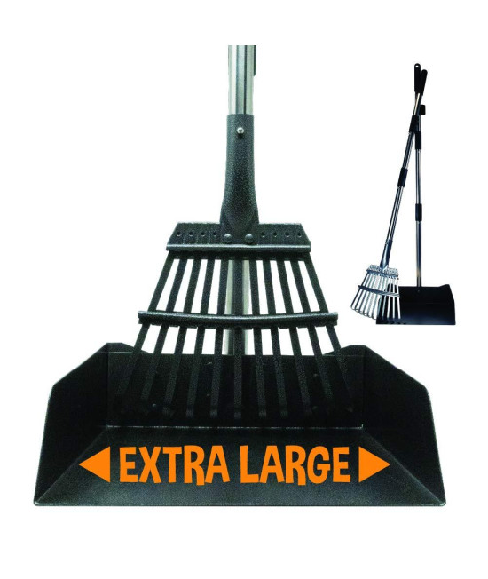 Bodhi Dog Metal Long Handle Tray and Rake Pooper Scooper Suitable for Small, Medium, Large, XL Pets - Great for Grass, Street and Gravel
