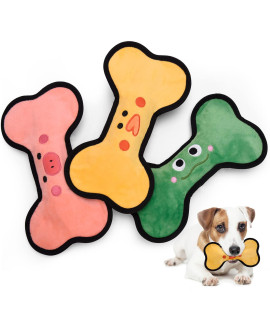 M.C.works Squeaky Dog Toys for Large Dogs, 3 Pack Puppy Pet Plush Dog Toys, Durable Dog Toy for Small Medium Dogs Weight from 5-50 Pounds - Bone Shape Fun Chew Toy