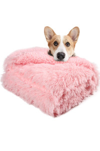 LOCHAS Luxury Fluffy Dog Blanket, Extra Soft and Warm Sherpa Fleece Pet Blankets for Dogs Cats, Plush Furry Faux Fur Puppy Throw Cover, 40''x60'' Pink