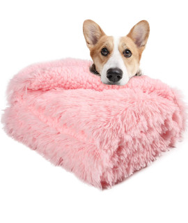 LOCHAS Luxury Fluffy Dog Blanket, Extra Soft and Warm Sherpa Fleece Pet Blankets for Dogs Cats, Plush Furry Faux Fur Puppy Throw Cover, 40''x60'' Pink
