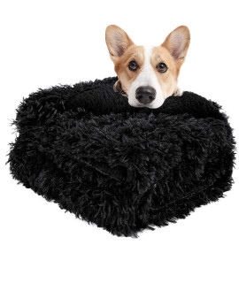 LOCHAS Luxury Fluffy Dog Blanket, Extra Soft and Warm Sherpa Fleece Pet Blankets for Dogs Cats, Plush Furry Faux Fur Puppy Throw Cover, 20''x30'' Black