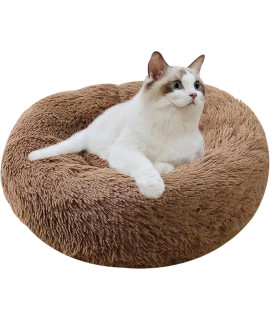 Awolf Cat Beds for Indoor Cats, 20 Inch Fluffy Cat Bed, Washable Cat Bed for Small Medium Large Cat & Dog, Self Warming Donut Cat Bed, Faux Fur Cat Bed with Slip-Resistant Bottom