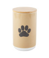 Bone Dry Ceramic Canister for Pet Treats Bamboo Twist to Close Lid, Dishwasher Safe, Keep Dog & Cat Food Safe and Dry, Treat Jar, 4x6.5, Taupe Solid
