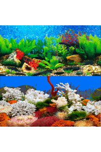 ELEBOX New 15.7 x 40 Fish Tank Background 2 Sided River Bed & Lake Background Aquarium