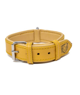 Riparo Genuine Leather Padded Dog Heavy Duty K-9 Adjustable Collar (XL, Camel)