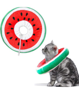 Adjustable Cat Recovery Collar, Cute Watermelon Neck Kitten Collars After Surgery, Wound Healing Protective Soft Cone Collars for Cats and Kitten, Puppies(9.5 x 9.5 x 2 in)