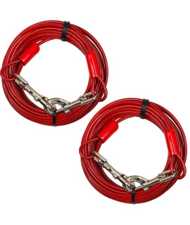 BV Pet Small & Medium Tie Out Cable for Dog up to 60/90 Pounds, 25-Feet (125lbs/ 30ft/ Red (Set of 2))