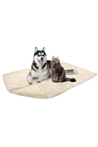 PetAmi Fluffy Waterproof Dog Blanket for Bed Large Dogs, Soft Warm Pet Sherpa Throw Pee Proof Couch Cover, Reversible Cat Blanket Sofa Crate Kennel Protector, Washable Mat (Beige Cream, 60x80)