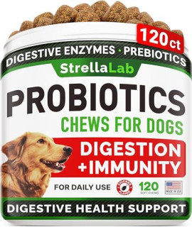 Pet Probiotics for Dogs & Digestive Enzymes - Digestion & Gut Health Treats, Dog Probiotics Chews, Fiber Supplement, Anti Diarrhea, Constipation, Upset Stomach & Gas Relief, Canine Prebiotic Bites
