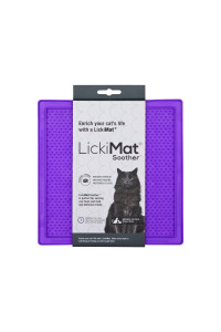 Lickimat Classic Soother, Cat Slow Feeder Lick Mat, Boredom Anxiety Reducer; Perfect for Food, Treats, Yogurt, or Peanut Butter. Fun Alternative to a Slow Feed Cat Bowl or Dish, Purple