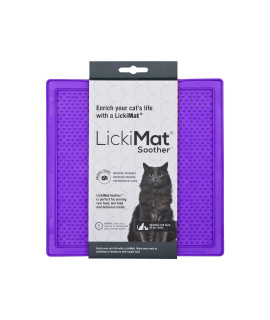 Lickimat Classic Soother, Cat Slow Feeder Lick Mat, Boredom Anxiety Reducer; Perfect for Food, Treats, Yogurt, or Peanut Butter. Fun Alternative to a Slow Feed Cat Bowl or Dish, Purple