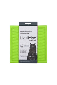 Lickimat Classic Soother, Cat Slow Feeder Lick Mat, Boredom Anxiety Reducer; Perfect for Food, Treats, Yogurt, or Peanut Butter. Fun Alternative to a Slow Feed Cat Bowl or Dish, Green