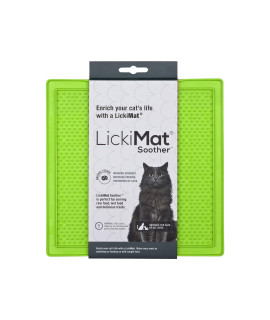 Lickimat Classic Soother, Cat Slow Feeder Lick Mat, Boredom Anxiety Reducer; Perfect for Food, Treats, Yogurt, or Peanut Butter. Fun Alternative to a Slow Feed Cat Bowl or Dish, Green