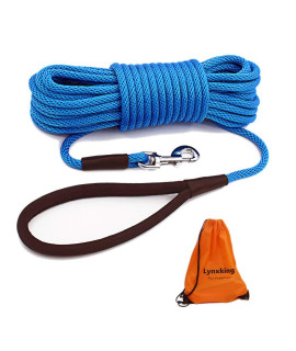 lynxking Check Cord Dog Leash Long Lead Training Tracking Line Comfortable Handle Heavy Duty Puppy Rope 10ft 15ft 30ft 50ft for Small Medium Large Dog Blue
