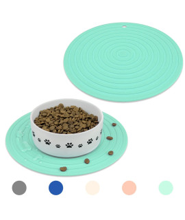 Ptlom Pet Food Mat for Dog and Cat Placemat 2 Pcs, Mat for Prevent Food and Water Overflow, Suitable for Medium and Small Pet, Silicone, 9.5* 9.5