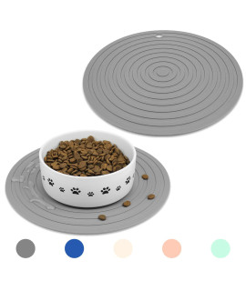 Ptlom Pet Food Mat for Dog and Cat Placemat 2 Pcs, Mat for Prevent Food and Water Overflow, Suitable for Medium and Small Pet, Silicone, 9.5* 9.5