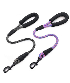 Mycicy 2 FT Short Dog Leash - 2 Pack Nylon Rope Traffic Leash Comfortable Padded Handle - Strong Training Lead for Small Medium Large Dogs
