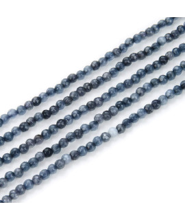 5 Strands Adabele Natural Light Indigo Jade Healing gemstone 3mm (012 Inch) Small Tiny Faceted Round Spacer Stone Beads (565-595pcs) for Jewelry craft Making gH3R-18