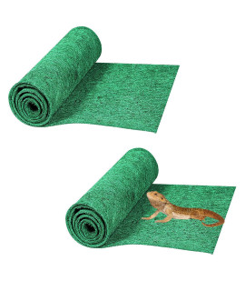 HERCOCCI 2 Pack Reptile Carpet, 39?? x 20?? Terrarium Bedding Substrate Liner Reptile Cage Mat Tank Accessories for Bearded Dragon Lizard Tortoise Leopard Gecko Snake (Green)