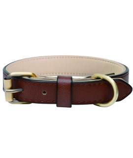 DOPIcT Adjustable Real Dog collar Made of Soft Leather, Suitable for Small and Medium-Sized Dog collars (S, Brown)
