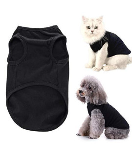 CAISANG Dog Shirts Puppy Clothes for Small Dogs Boy, Pet T-Shirts Doggy Vest Apparel, Comfortable Summer Shirts Beach Wear Clothing, Outfits for Medium Dog, Kitty Cats, Soft Cotton Tops (Black S)