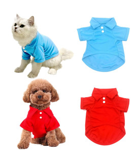CAISANG Dog Shirts Puppy Clothes for Small Dogs Boy, Pet T-Shirts Doggy Vest Apparel, Comfortable Summer Shirts Beach Wear Clothing, Outfits for Medium Dog, Kitty Cats, Soft Cotton Tops (Red/Blue XS)